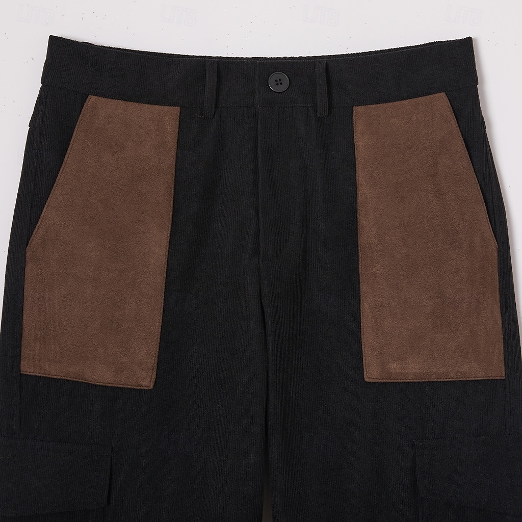 Men's Cargo Pants Cargo Trousers Corduroy Pants Work Pants Suede Pants Patchwork Multi Pocket Straight Leg Plain Moisture Wicking Breathable Full Length Outdoor Daily Fashion Retro Vintage Black Blue 2026 - $39.99 –P7