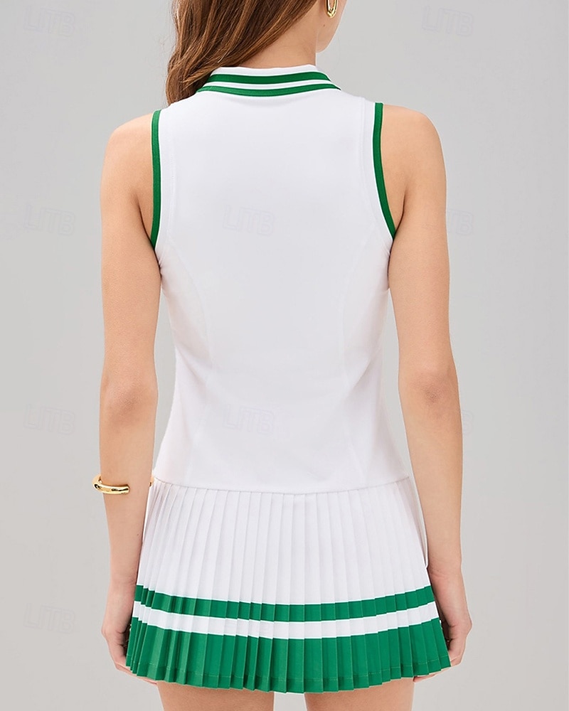 Γυναικεία Κουρελού Φόρεμα τένις με ενσωματωμένο σορτς και σουτιέν Αθλητικό φόρεμα Αμάνικο Κουμπώσου Τσέπη Ελαστικό Σκούπισμα ιδρώτα Αναπνέει Τέννις Τρέξιμο Καταλληλότητα Περιλαίμιο Polo Φορέματα 2026 - $50.99 –P4