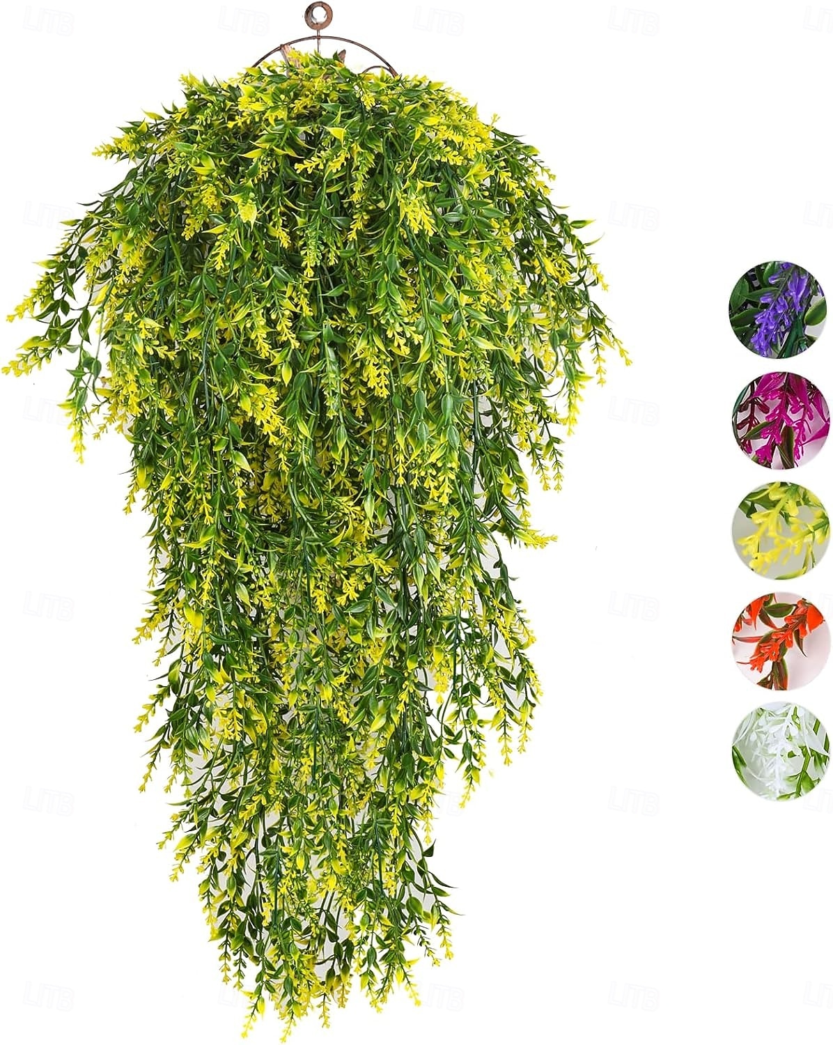 Conjunto de 4 arranjos de flores artificiais para pendurar, trepadeiras artificiais para exterior, resistentes aos raios UV, decoração de fundo para jardim, varanda, janela, pátio, vasos suspensos, de 2026 por $21.99 –P8