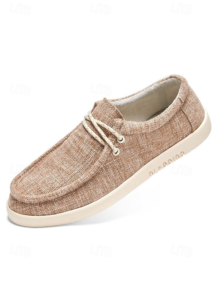 Miesten beigenväriset espadrille-slip-on-kengät, pehmeä kangaspäällinen, rento mukavuuspohja, rento ulkoilutyyli lomalle, kävelyyn ja matkustamiseen 2026 - $34.99 –P16