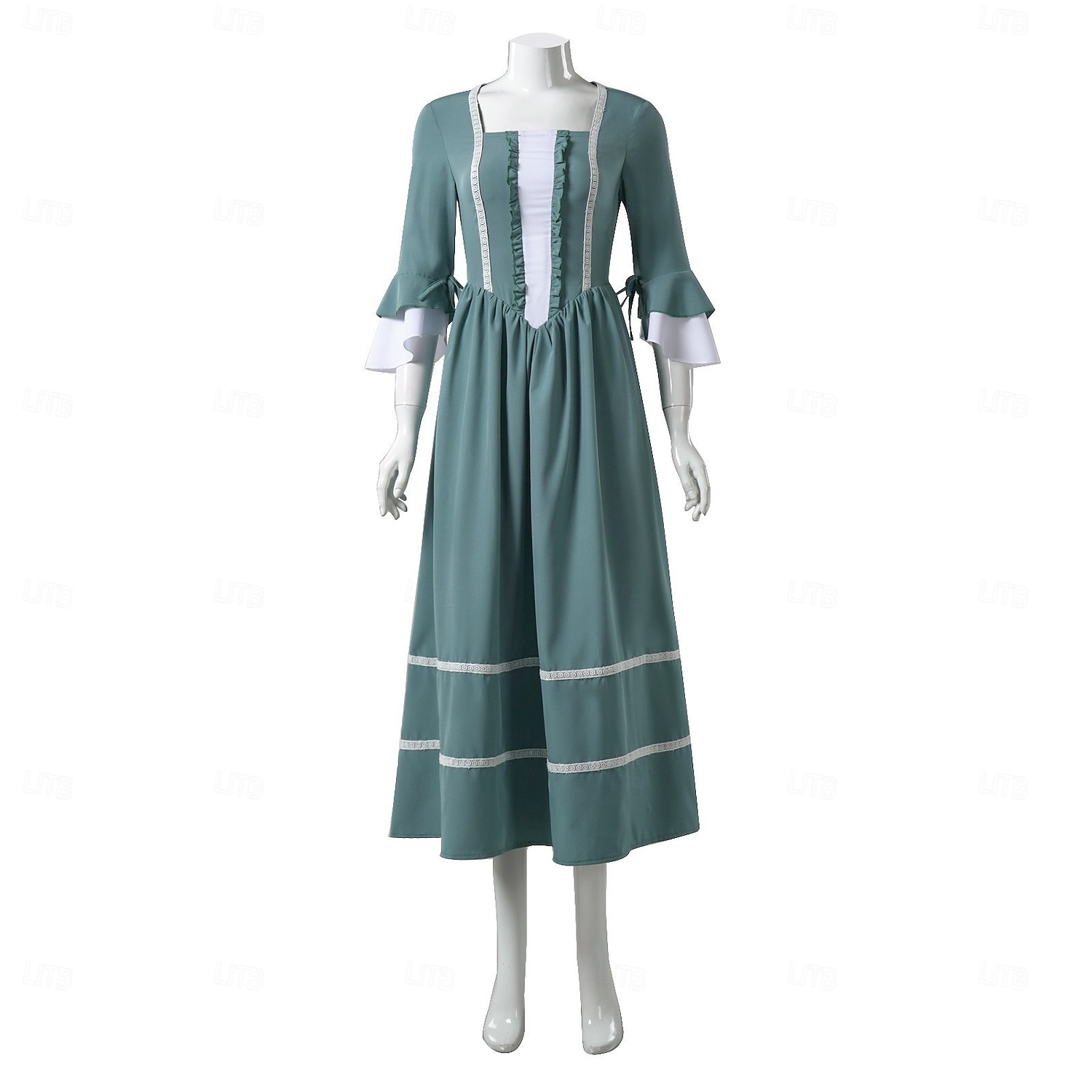 Retro Antiguo Medieval Renacimiento Hasta el Suelo Vestidos Campana Princesas Escote Cuadrado Disfraz Mujer Fantasía Víspera de Todos los Santos Carnaval Mascarada Feria del Renacimiento LARP Adulto 2026 - $59.99 –P1