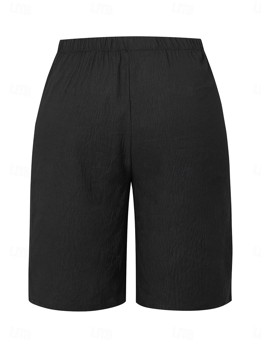 Mujer Pantalones Capri Chinos Pantalones cortos de verano Moda Ropa de calle Casual Longitud de la rodilla Alta cintura Plano Bolsillo Cintura elástica Confortable Suave Cómodo Microelástico Exterior 2026 - $22.99 –P3