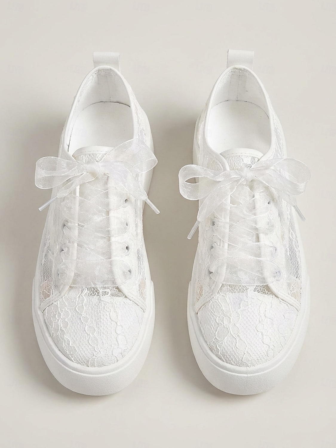 Weiße Plateau-Sneaker mit Spitze für Damen – romantische Brautschuhe für Gartenhochzeiten im Freien 2026 - $42.99 –P4