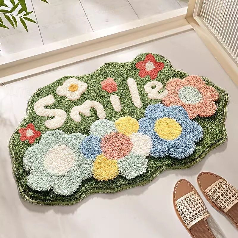 цветочный коврик для ванной, впитывающий придверный коврик, быстросохнущий мягкий коврик для ванной, нескользящий напольный коврик для душа 2026 - $7.49 –P2