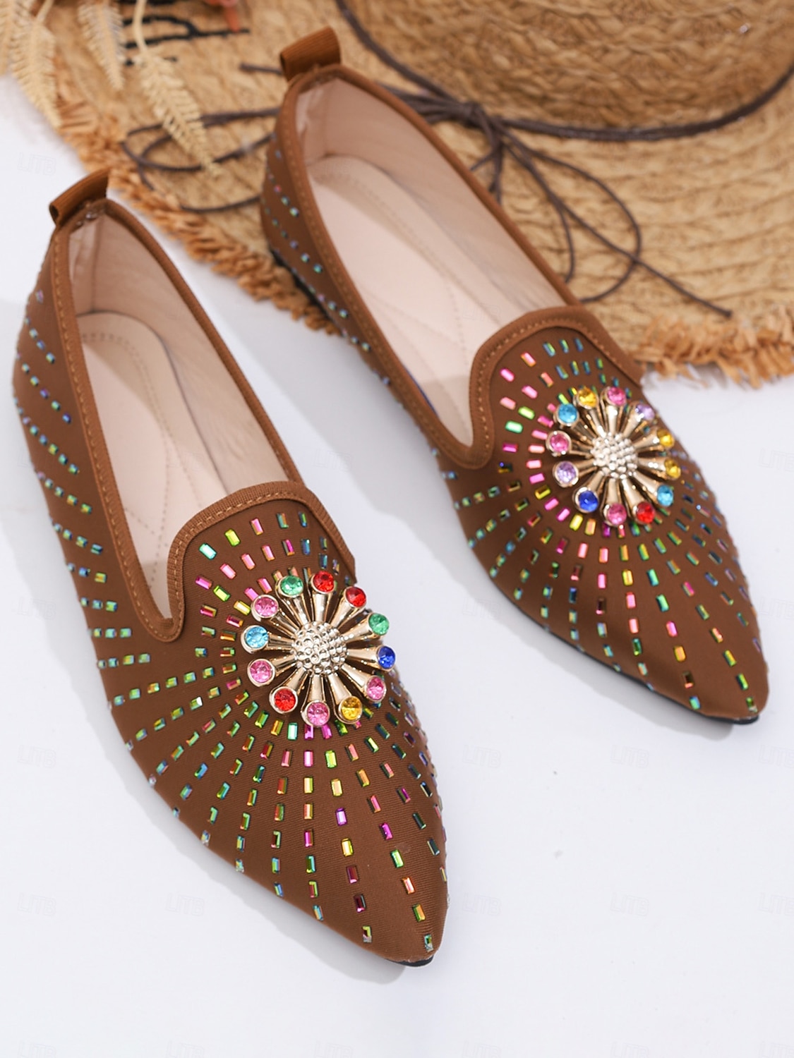 damskie niebieskie haftowane płaskie buty ślubne - eleganckie płaskie buty dla matki panny młodej na ślub kościelny 2026 - $29.99 –P3