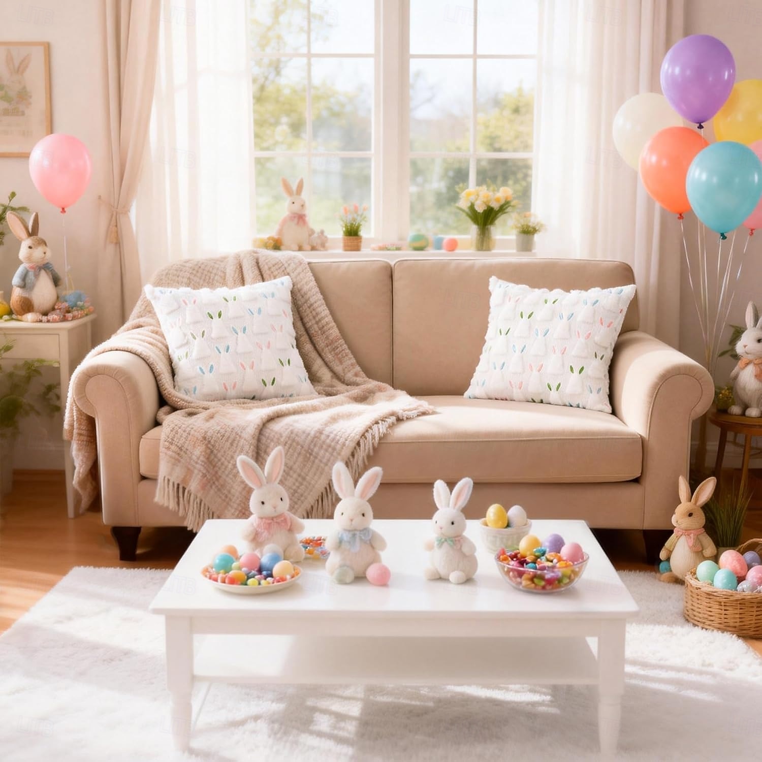 1pc Easter Pillow Covers 18" x 18" , Easter Decorations Cute Soft Plush Bunny Throw Pillow, Spring Farmhouse Decorations for Home Sofa Couch Living Room Bedroom 2026 - $15.99 –P4