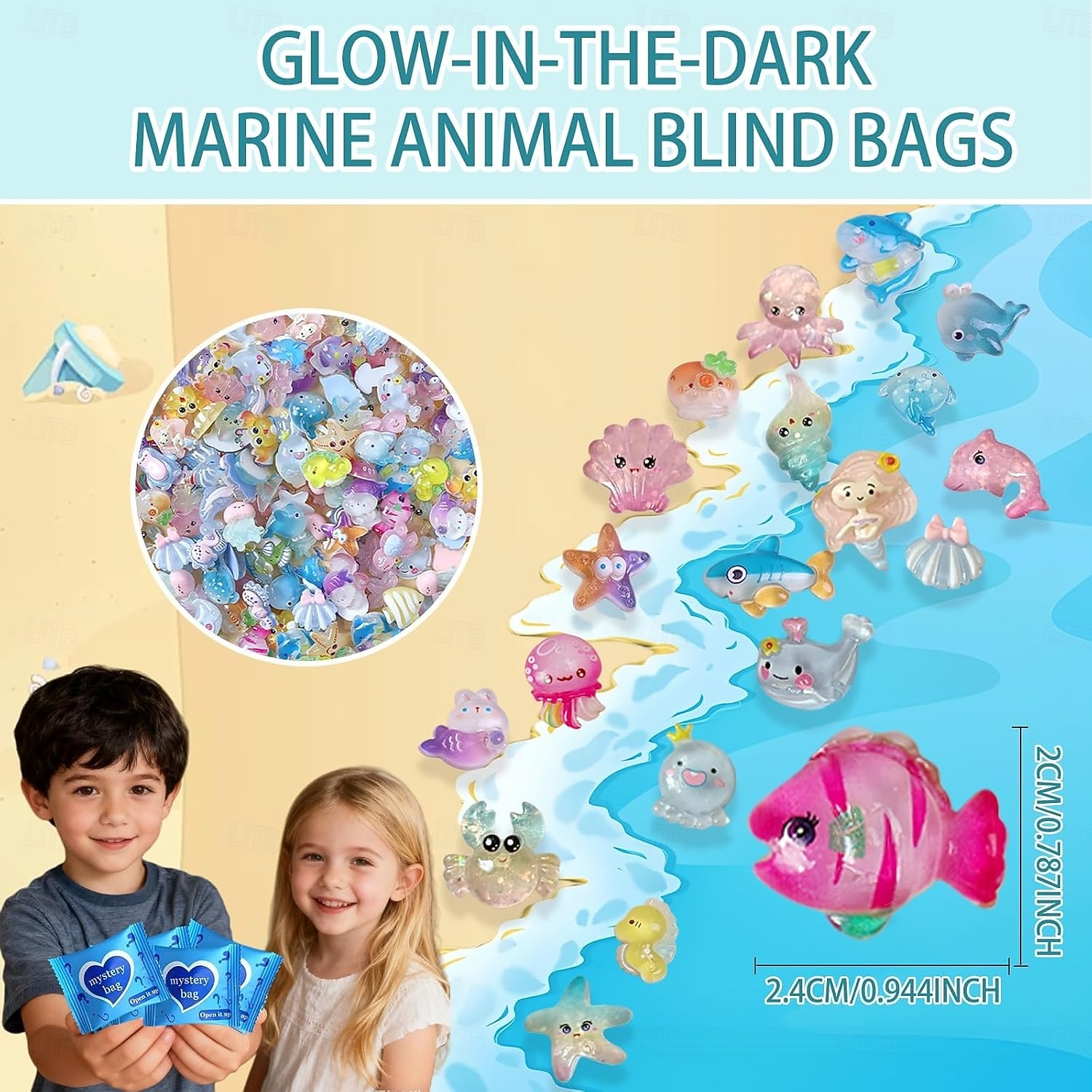 Миниатюрный набор светящихся в темноте фигурок морских животных из смолы, набор из 50/100/200 штук в пакетиках-сюрпризах, крошечные морские животные, рыбки, черепахи, дельфины, морские звезды и многое другое, для рукоделия, сказочного сада, домашнего деко 2026 - $9.99 –P5