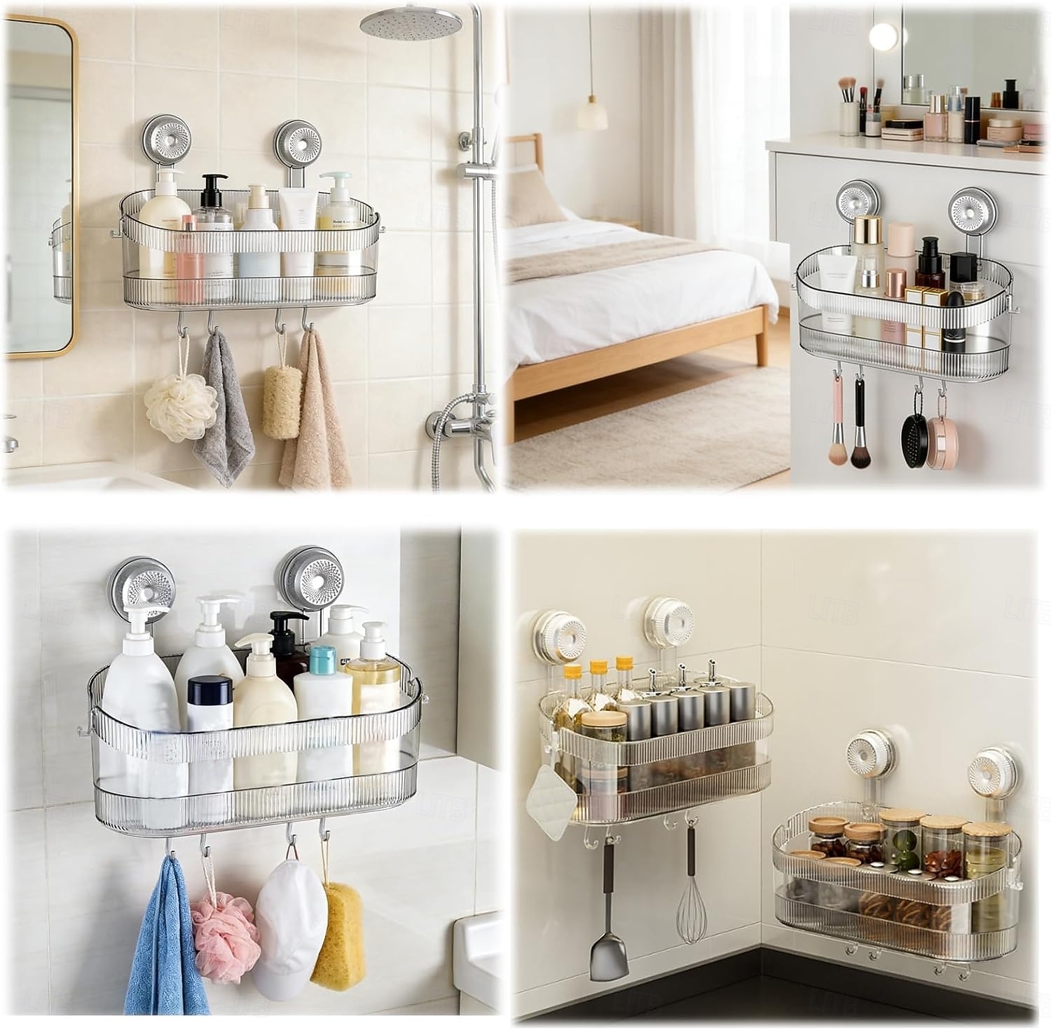 2026年 ドリル不要の浴室用吸盤収納ボックス、2026アップグレード取り外し可能な浴室用吊り下げ式吸盤収納ボックス、家庭用波形吸盤収納ホルダー、浴室用シャワーキャディ  コレクション – $16.99 –P5