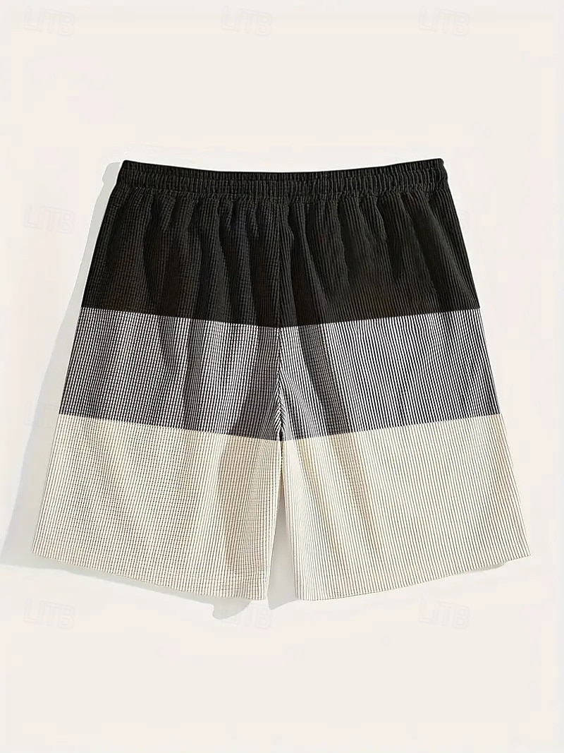 Homens Calções Waffle Calção Shorts casuais Bolsos Cintura elástica Tecido Conforto Respirável Comprimento do joelho Casual Ao ar livre Praia Férias Moda Preto Branco Sem Elasticidade de 2026 por $22.99 –P3