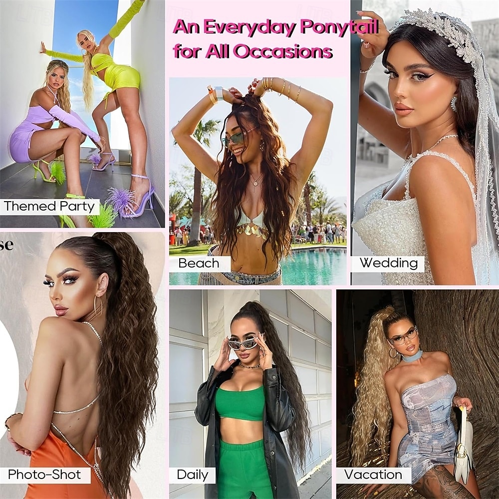 Ponytail Extension 30" Long Claw Clip Ponytail Extension Curly Wavy Pony Tails Hair Extensions Clip in Synthetic Hairpiece for Women, Chocolate Brown with Highlights 30 Inch 2026 - $22.99 –P5