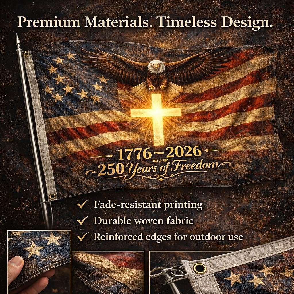 Flaga USA z okazji 250. rocznicy powstania Stanów Zjednoczonych, patriotyczna, lata 1776–2026, z orłem i banerem domu na 4 lipca 2026 - $15.99 –P2