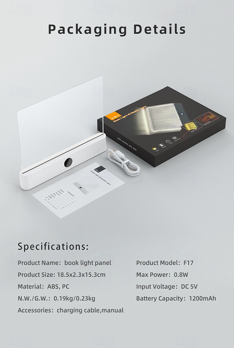 Luminária de leitura LED recarregável, transparente e plana, com 3 cores. &Luzes de leitura com temporizador e intensidade ajustável para leitura noturna, luminária de painel para desenho com de 2026 por $31.99 –P1