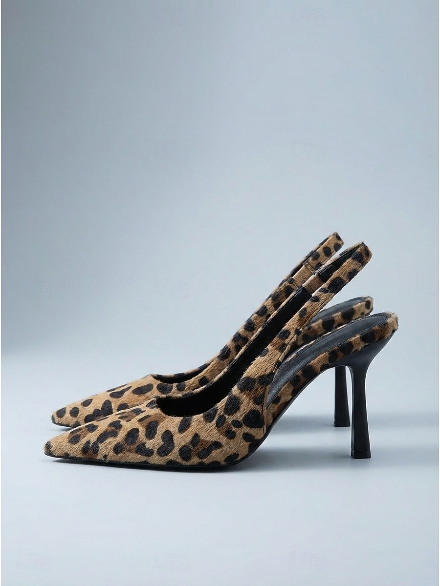 Slingback-Pumps mit Leopardenmuster für Damen – elegante Stiletto-Pumps mit spitzer Zehenpartie und Tiermotiv für luxuriöse Hotel-Dinner, Cocktailpartys und elegante Abendgarderobe 2026 - E£1929.56 –P2