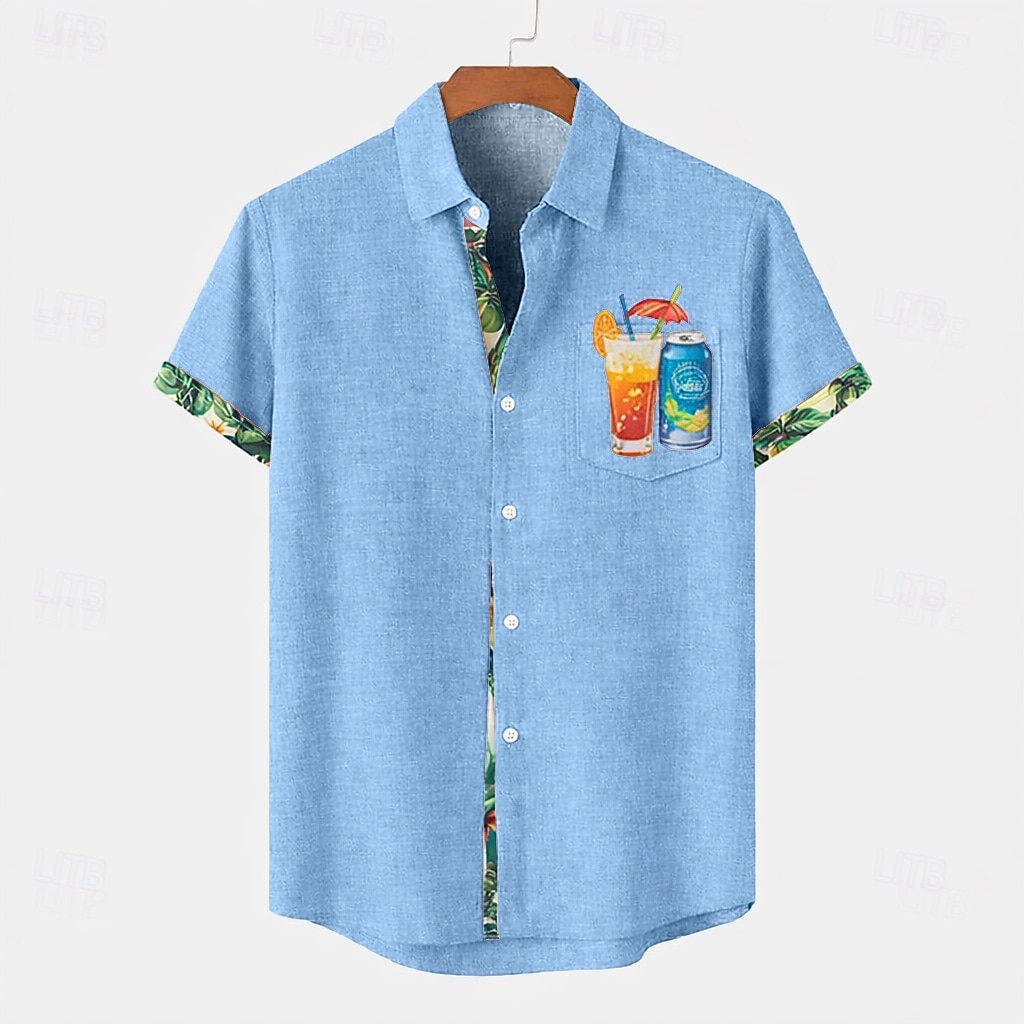 Per uomo Camicia Camicia di lino Camicia Estiva Camicia da Spiaggia Camicia con Bottoni Piante Ferie Abbigliamento quotidiano Blu Rosa Verde Cachi Manica Corta Collo ripiegato Estate Abbigliamento del 2026 a $26.99 –P9