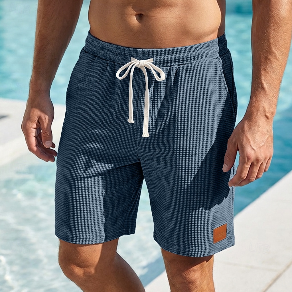 Ανδρικά Σορτς βάφλα Σορτσάκια Καλοκαιρινό σορτς Casual σορτς Κορδόνι Τσέπη Ελαστική μέση Σκέτο Άνεση Αναπνέει σύντομο ΕΞΩΤΕΡΙΚΟΥ ΧΩΡΟΥ Διακοπές Αθλητισμός Καθημερινό Μαύρο Λευκό Μικροελαστικό 2026 - $21.99 –P18