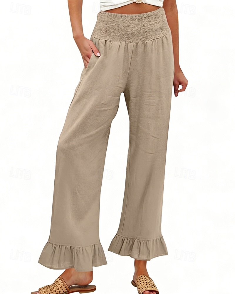 Pentru femei Pantaloni Pantaloni casual Drept Modă Șic Stradă De Bază Lungime totală Talie Înaltă Simplu Buzunar Talie elastică Comfortabil Inelastic Zilnic Vacanță Stradă Albastru piscină Negru 2026 - $26.99 –P9