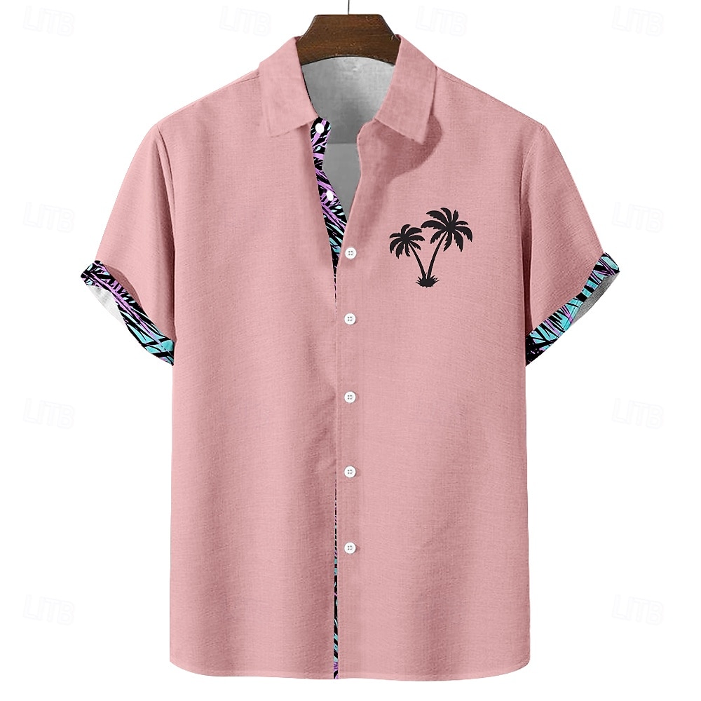 Men's Coconut Tree Tropical Plants Summer Hawaiian Shirt Button Up Shirt Aloha Shirt Short Sleeve Hawaiian Vacation Holiday Beach Wear Summer Spring Turndown 3D Print Linen Like Shirt Blue Pink Green 2026 - $25.99 –P1