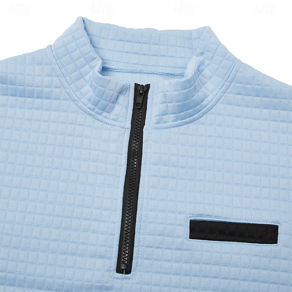 Męskie Koszulki polo waflowe Teksturowany Codzienny Sport i turystyka Quarter Zip Długi rękaw Moda Wygodny Zapiąć na zamek błyskawiczny Kieszeń Jesień i zima Wiosna i jesień Między sezonami Czarny 2026 - $24.99 –P4