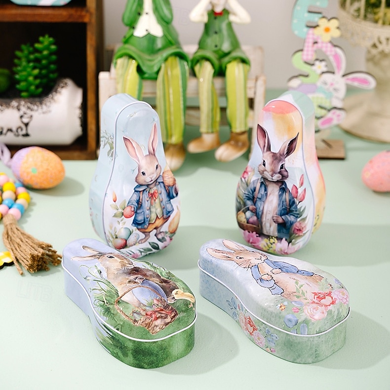 1pc Easter Bunny Tin Box, Colorful Metal Cookie Candy Box, Cartoon Rabbit Gift Container for Kids, Easter Decoration 2026 - $5.99 –P7