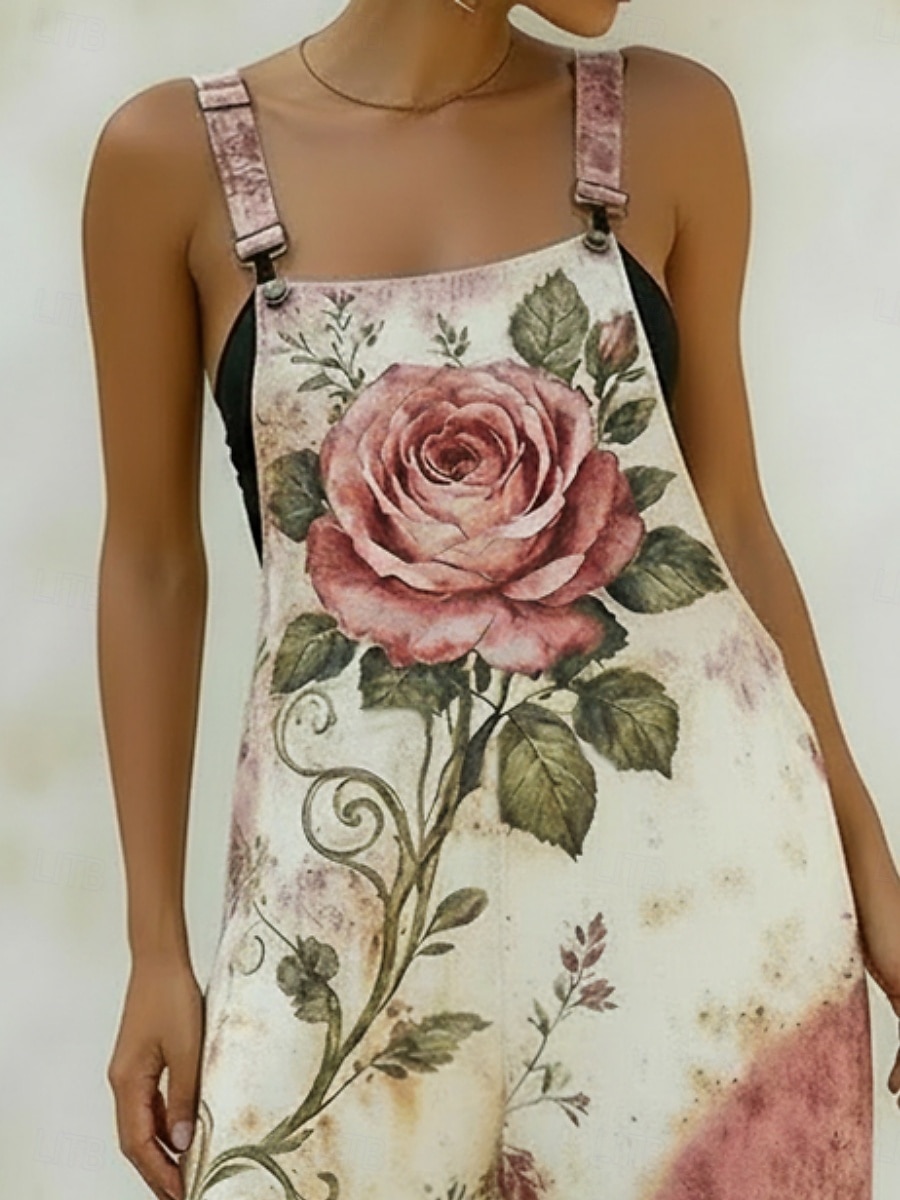 Mujer En general Activo Floral Sin Mangas Sin Mangas Escote Cuadrado Bolsillo Estampado Diario Vacaciones Holgado Caqui Verano 2026 - $36.99 –P2