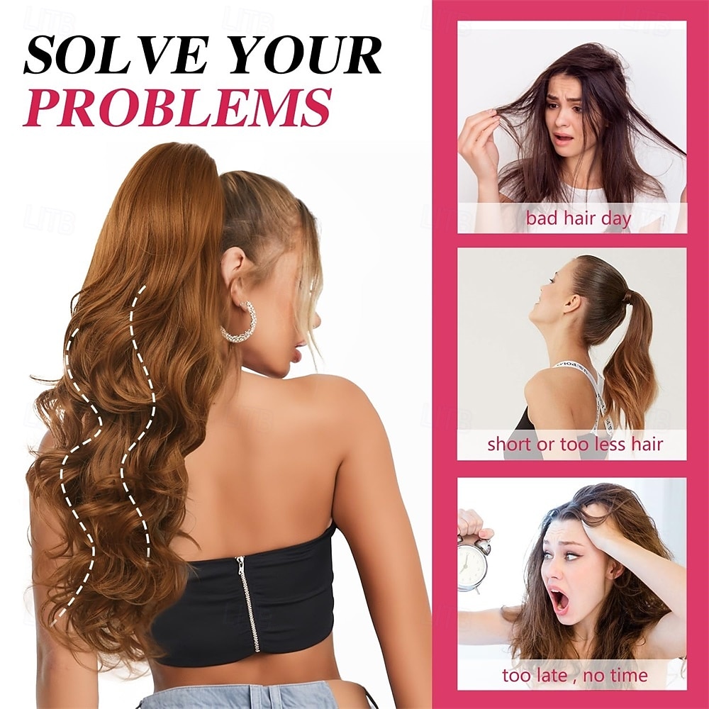 2026年 24インチの長いウェーブポニーテールエクステンション、バーガンディオンブルクロークリップヘアピース、長いカールウェーブワインレッドポニーテールヘアエクステンションジョークリップオンポニーテールヘアピース女性用24インチ  コレクション – $22.99 –P3