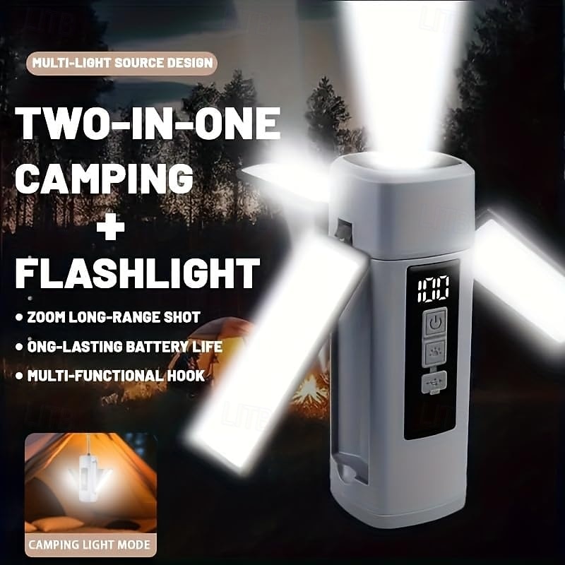 Skládací LED kempingová světla dobíjecí, LED kempingová lucerna se 6 režimy osvětlení, přenosná svítilna, multifunkční stanová světla pro kempování, turistiku, rybaření, nouzové situace 2026 - $23.99 –P1