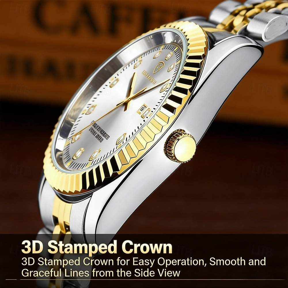 Men's Watch, Men's Charming Luxury Watch, Rhinestone Decoration, Calendar Function, Night Light Display, Men's Fashionable Casual Watch, Best Men's Accessory, and Best Men's Gift Selection 2026 - $34.99 –P7