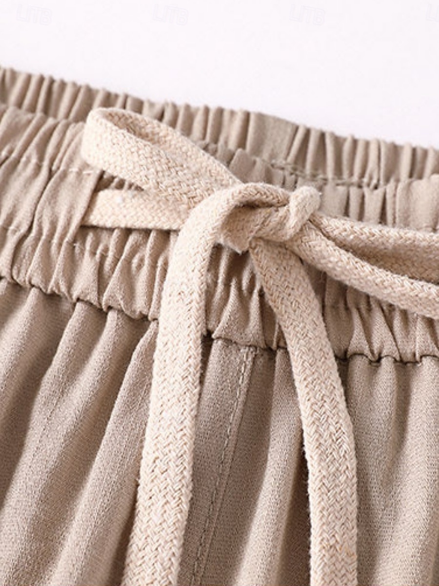 Women's Cotton Capri Pants Casual Pants Summer Shorts Vacation Fashion Streetwear Calf-Length High Waist Plain Drawstring Pocket Elastic Waist Comfort Comfortable Inelastic Daily Vacation Street 2026 - $17.99 –P7