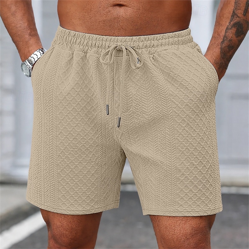 Per uomo Shorts Pantaloncini casual Jacquard Testurizzato Semplice Comodità Traspirante Lunghezza al ginocchio Casuale All'aperto Spiaggia Vacanza Moda Blu marino Grigio chiaro Micro-elastico del 2026 a $18.99 –P7