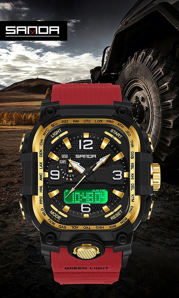 SANDA Men Digital Watch Creative Large Dial Outdoor Sports Luminous Stopwatch Alarm Clock Countdown Silicone Gel Silicone Watch 2026 - $26.99 –P1