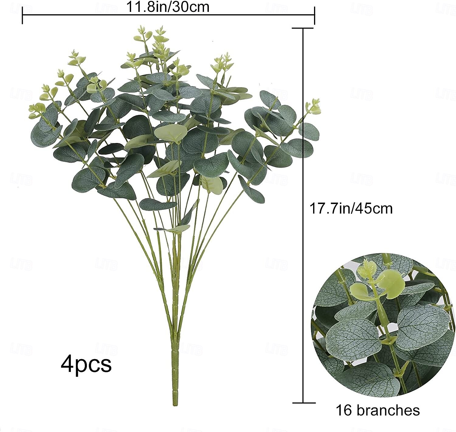 4 paquetes de tallos de eucalipto artificiales, hojas de eucalipto dólar de plata falsas, ramas verdes para arreglos florales. &decoración del hogar 2026 - $26.99 –P3