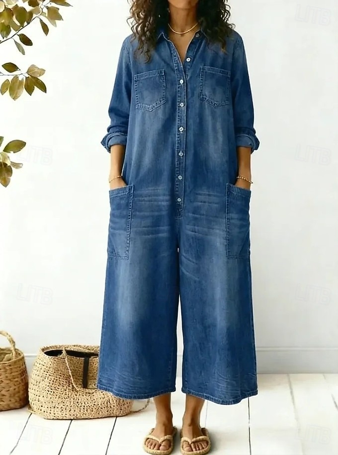 Mulheres Macacão Ativo Manga Longa Perna larga Diário Férias Ajuste Largo Azul Preto Primavera de 2026 por $52.99 –P2