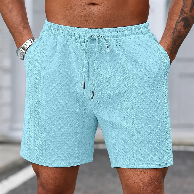 Per uomo Shorts Pantaloncini casual Jacquard Testurizzato Semplice Comodità Traspirante Lunghezza al ginocchio Casuale All'aperto Spiaggia Vacanza Moda Blu marino Grigio chiaro Micro-elastico del 2026 a $18.99 –P1