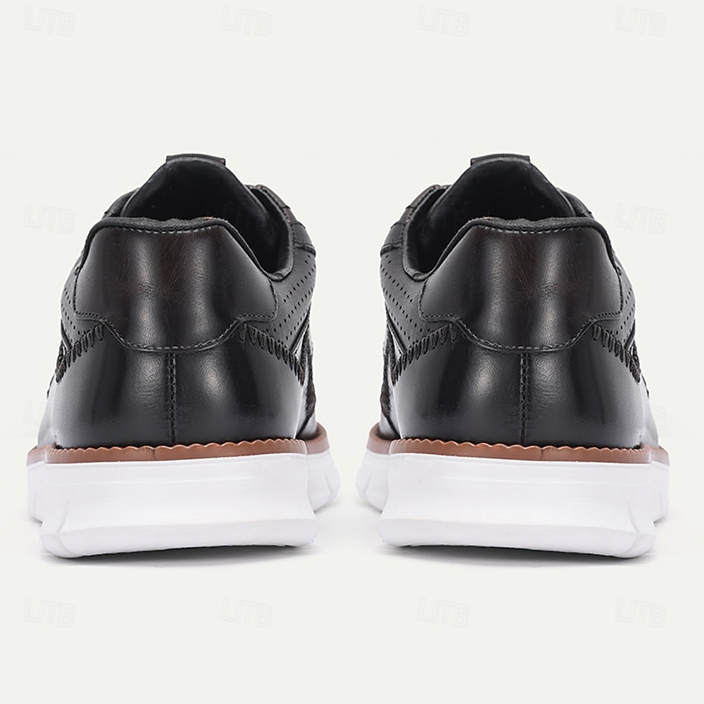 Grüne Herren-Sneaker aus echtem Leder – atmungsaktives Wingtip-Design, elegante Freizeitschuhe, geeignet für Büro, Party und Alltag 2026 - $84.99 –P5