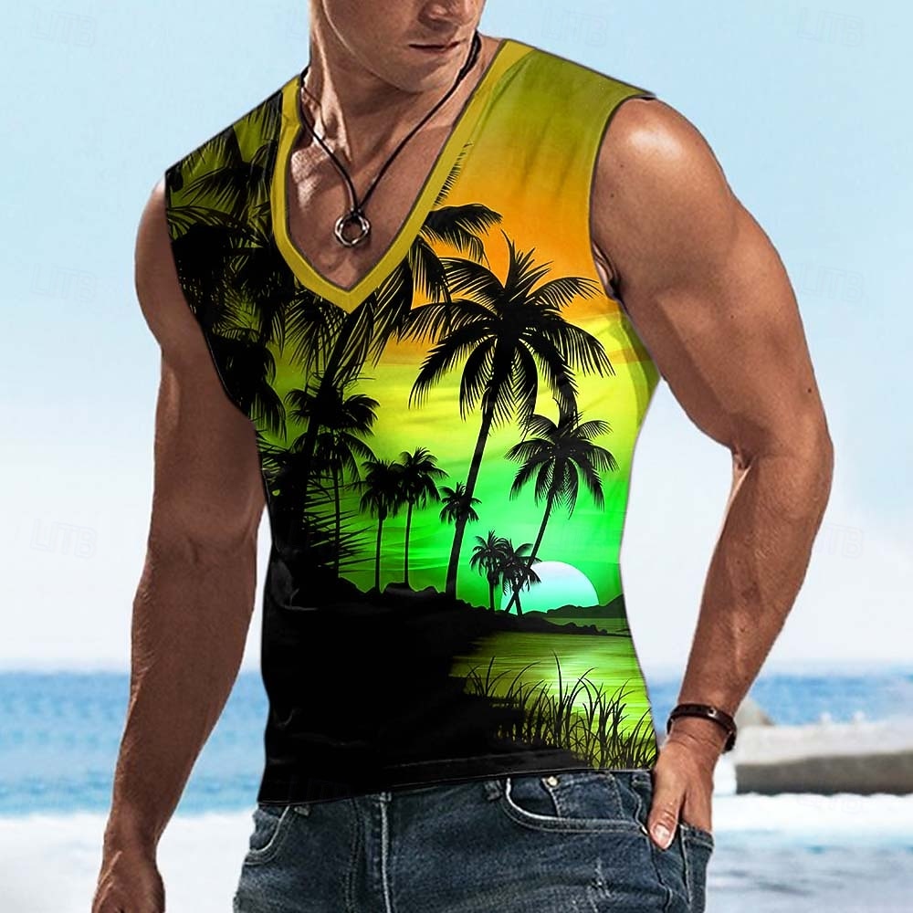 Ανδρικά Ηλιοβασίλεμα Μπλουζάκι Αμάνικο Κοντομάνικη μπλούζα 3D εκτύπωση Λαιμόκοψη V Πουκάμισο Τροπικό Υπαίθριο Διακοπές Χαβανέζα Θαλασσί Ρουμπίνι Βυσσινί Καλοκαίρι Άνοιξη Ρούχα Τ M L XL XXL XXXL 2026 - $17.99 –P4