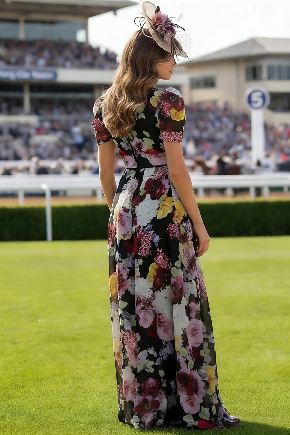 A-Line Floor Length Wedding Guest Dress Formal Dresses Evening Gown Prom Dresses Elegant Short Sleeve V Neck Formal Wedding Guest Chiffon with Floral Print 2026 - $195.99 –P2