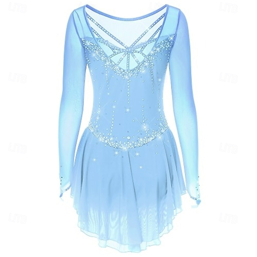 Vestido de patinaje artístico Chica Patinaje Sobre Hielo Vestidos Negro Blanco Amarillo Retazos Costura asimétrica Elástico Entrenamiento Competición Ropa de Patinaje Clásico Cristal / Strass Manga 2026 - $241.49 –P15