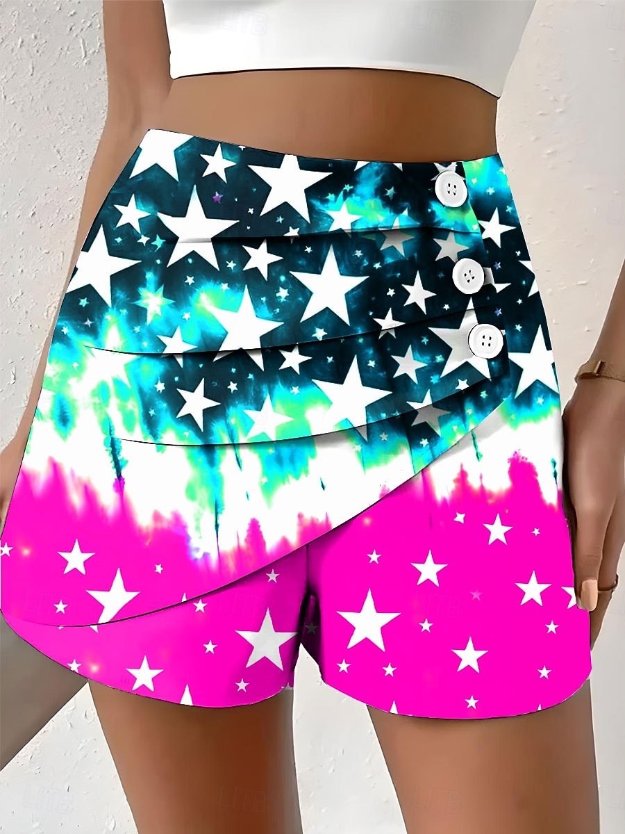 Жен. Чино Шорты Отпуск Винтаж Этнический стиль Короткие ЗавышеннаяPantsДень независимости Америки Графика Флаг Плиссировка Многослойный Комфорт Неэластичная Повседневные на открытом воздухе Отпуск 2026 - $19.99 –P2