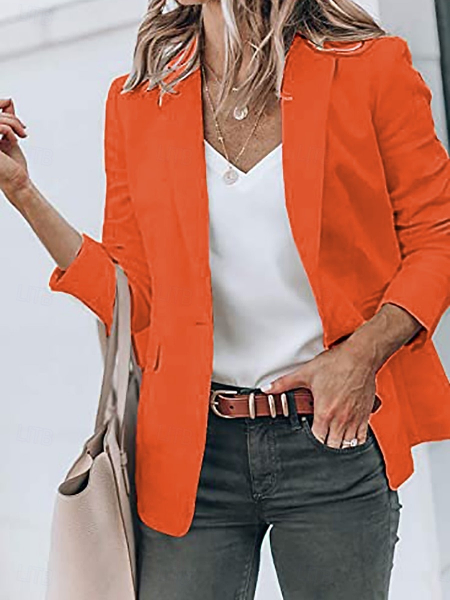 Damen Blazer Bequem Tasche Mode Lässig Einfach Straße Alltagskleidung Ausgehen Wochenende Regulär Gekerbtes Revers Schlank Langarm Oberbekleidung Schwarz Weiß Gelb Frühling Herbst 2026 - $29.99 –P9