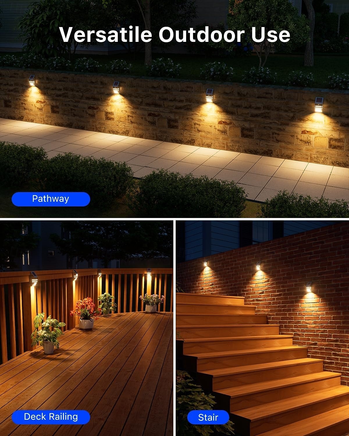 Luces solares de acero inoxidable para cercas, para exteriores, impermeables, con sensor de movimiento, para postes de patio, terrazas, porches, barandillas de escaleras, muelles, portones, pasarelas, 2026 - $46.99 –P8