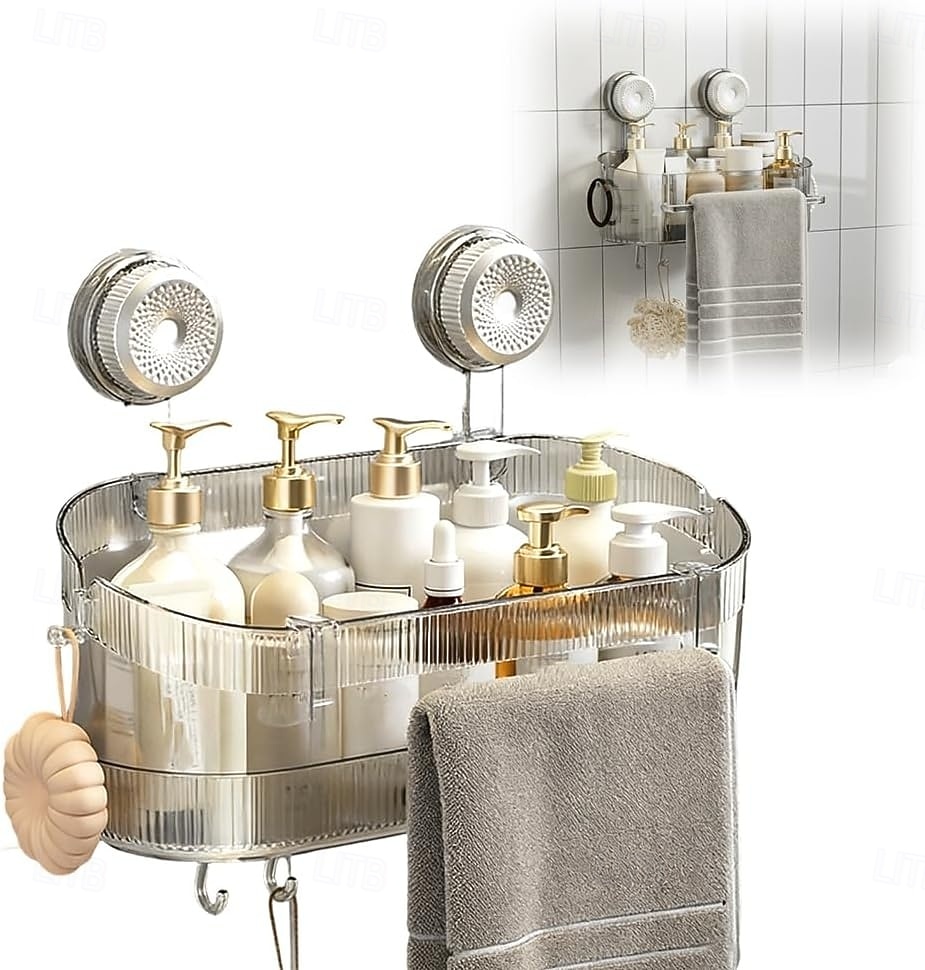2026年 ドリル不要の浴室用吸盤収納ボックス、2026アップグレード取り外し可能な浴室用吊り下げ式吸盤収納ボックス、家庭用波形吸盤収納ホルダー、浴室用シャワーキャディ  コレクション – $16.99 –P3