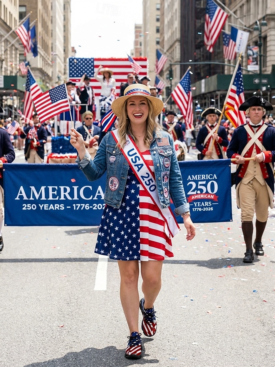 Baskets athlétiques pour femmes du 250e anniversaire des États-Unis - Chaussures de course légères avec imprimé drapeau américain Chaussures d'entraînement patriotes à semelle amortissante pour les de 2026 ? $42.99 –P4