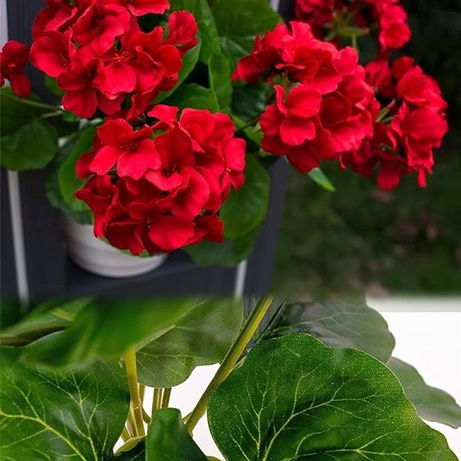 2 unidades de flores artificiais de begônia vermelha, flores de gerânio artificiais de seda, hastes florais artificiais para casamento, sala de estar, decoração de casa de 2026 por $12.49 –P5
