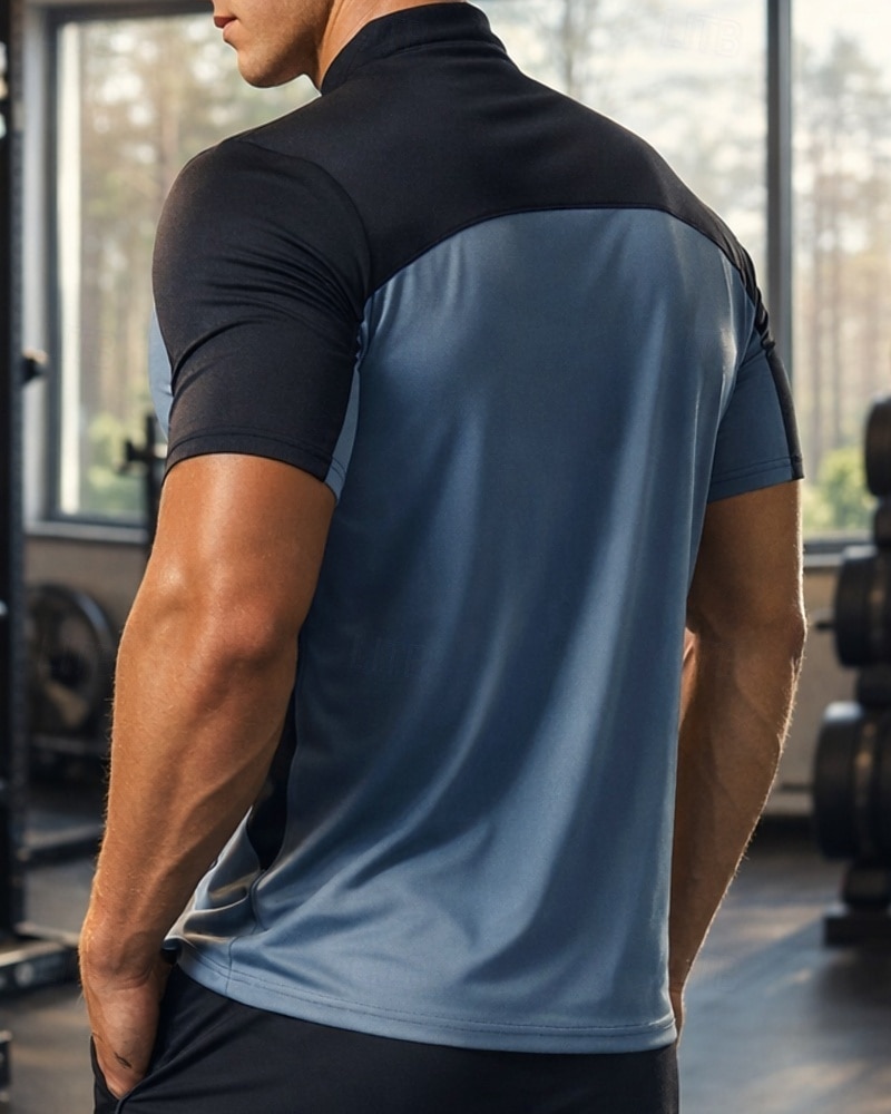 Ανδρικά Συνδυασμός Χρωμάτων Tricou de Alergat Μπλούζα συμπίεσης Αθλητική φανέλα Αθλητική κορυφή Καλοκαίρι Κουρελού Φερμουάρ ενός τετάρτου Κοντομάνικο Γρήγορο Στέγνωμα Ύγρανση Αναπνέει 2026 - $21.99 –P3
