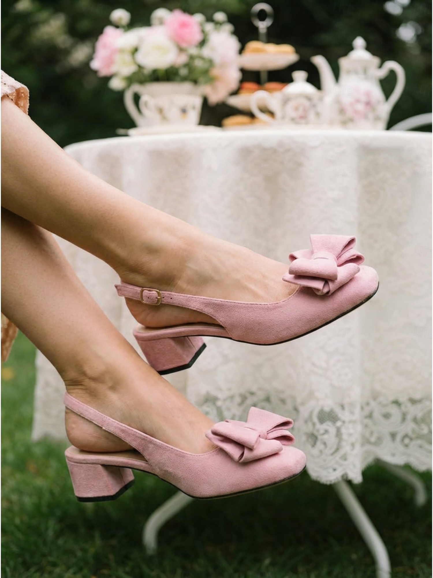 décolleté con tacco a blocco rosa cipria da donna, tacchi a spillo con fiocco, eleganti scarpe per la mamma della sposa per matrimoni in città del 2026 a $64.99 –P4