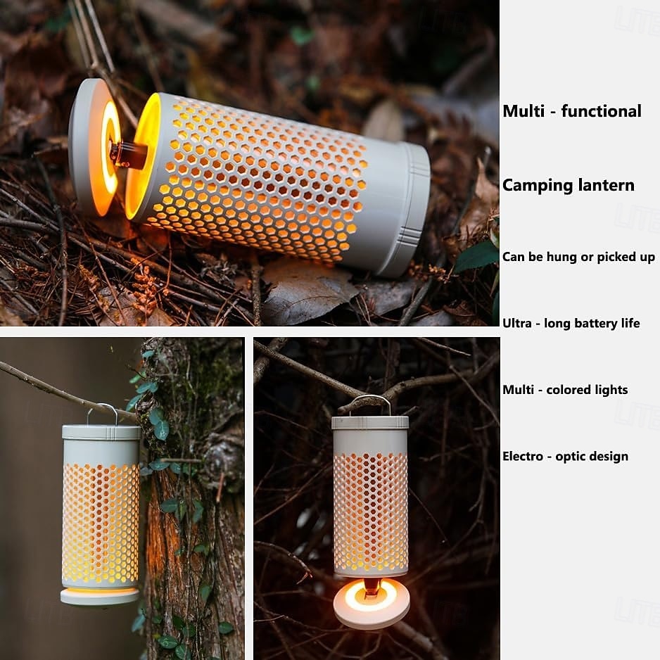 Venkovní LED ambientní kempingové světlo, nastavitelná teplá stanová svítilna, přenosná nouzová lampa nabíjecí baterií typu C pro turistiku, párty a vánoční dárek 2026 - $28.99 –P6