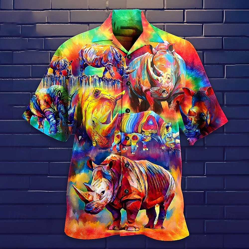 Camicia uomo Halloween musica hippie estate hawaiana a bottoni maniche corte moda streetwear casual hawaiana estate primavera colletto cubano stampa abbottonata bianca nera  verde gialla del 2026 a $25.99 –P7