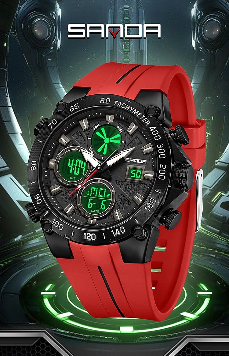 SANDA גברים שעון דיגיטלי מינימליסטי רטרו וינטג ' פאר ספורטיבי זורח שעון עצר Alarm Clock ספירה לאחור ג'ל סיליקון שעון 2026 - $38.99 –P1