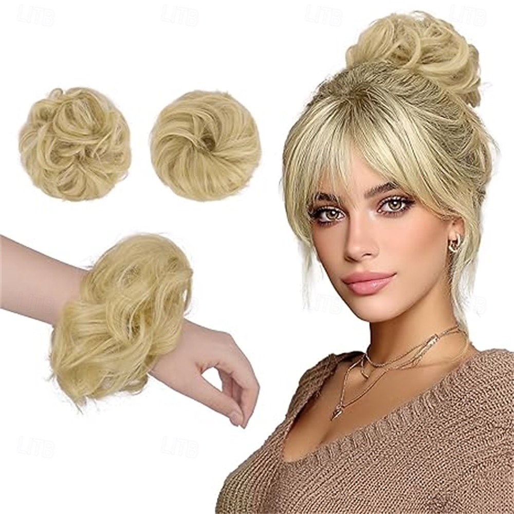 2PCs Small Messy Bun Hair Piece for Thin Hair Women Girl Mini Synthetic Elastic Wavy Space-bun Scrunchies Updo Hairpi 2026 - $12.99 –P8