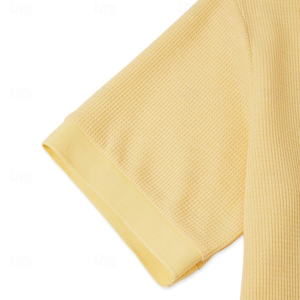 Miesten Vohveli poolopaidat Textured Kausaliteetti Pyhäpäivä Kauluskäänne Ribbineulospikeekaulus Lyhythihainen Muoti Perus Tavallinen Pintakäsitelty Napit Soft Kevät kesä Kesä Kevät Normaali 2026 - $24.99 –P5